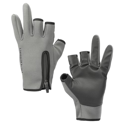 Umibozu(ウミボウズ) フィッシンググローブ 釣り用手袋 冬 防寒 YKK止水ジッパー 裏起毛 (M, グレー)